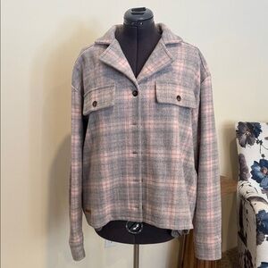 Simply Southern Plaid Utility Jacket in Pink and Gray